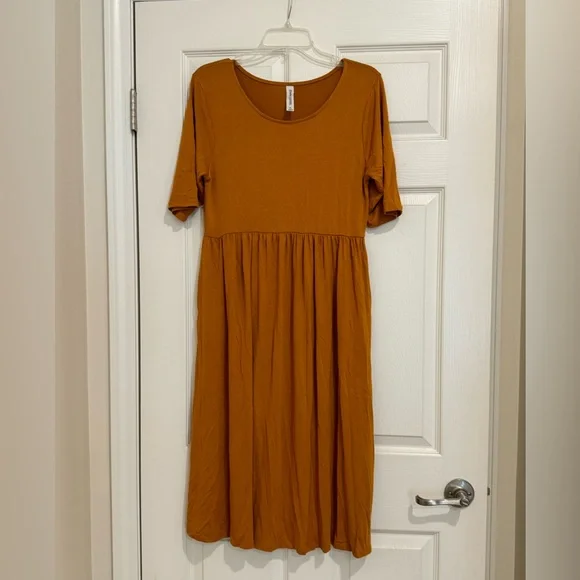 Zenana Outfitters | Dresses | Zenana Outfitters Womens Burnt Orange Knit  Short Sleeve Midi Dress Size Xl | Poshmark